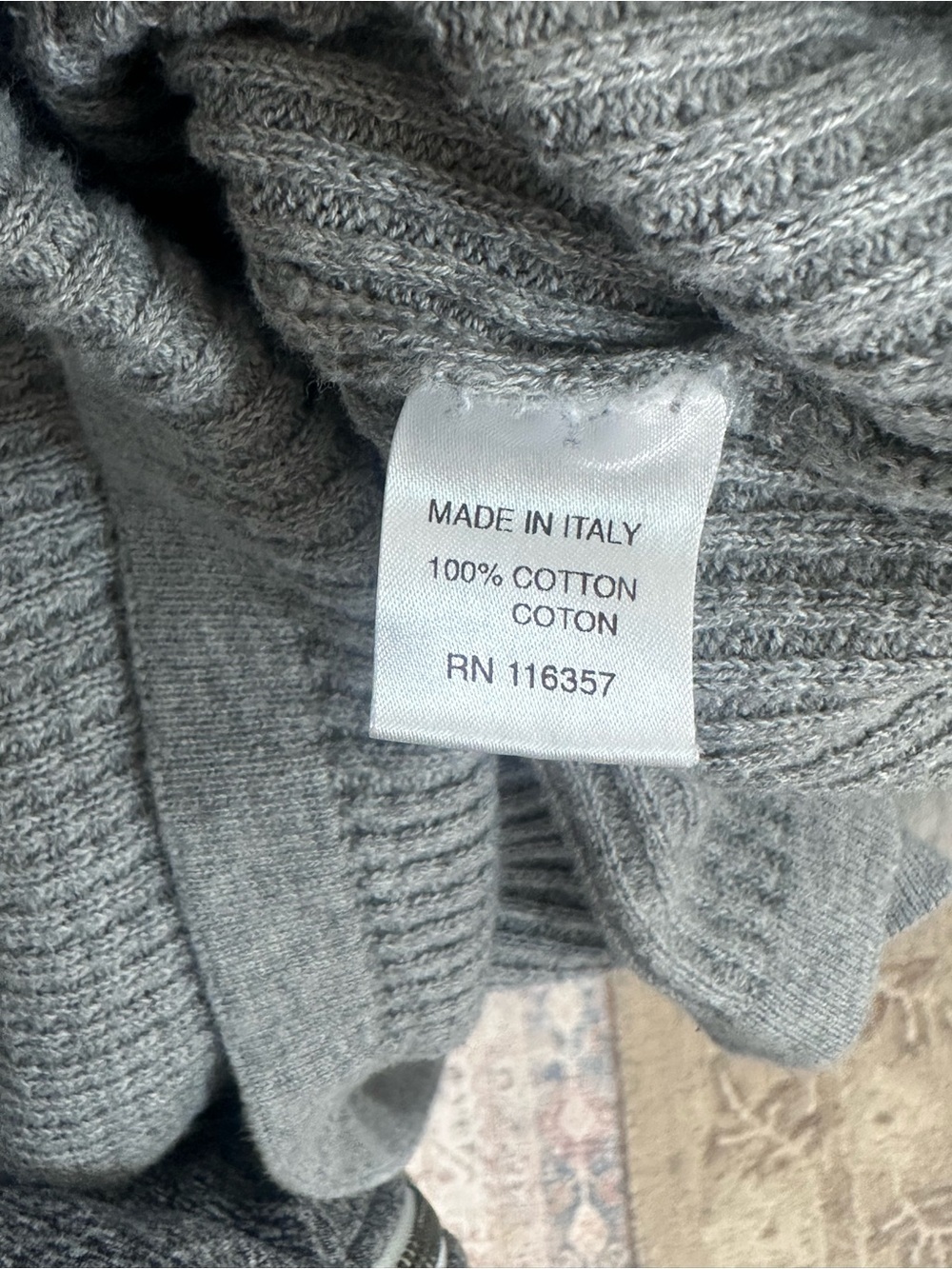 Zachary Prell Italy Cotton Quarter Zip Knit Sweater Men’s Large Gray Ribbed Mock - Picture 3 of 6